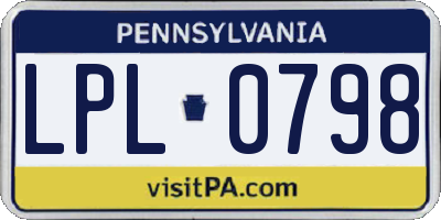 PA license plate LPL0798