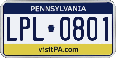 PA license plate LPL0801