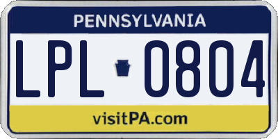 PA license plate LPL0804