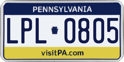 PA license plate LPL0805