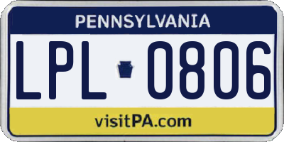 PA license plate LPL0806