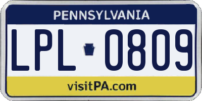 PA license plate LPL0809
