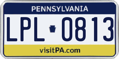 PA license plate LPL0813