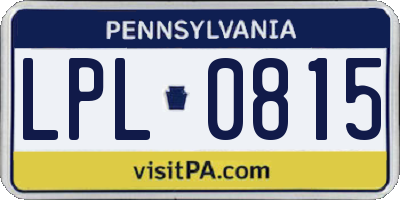 PA license plate LPL0815