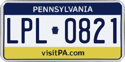 PA license plate LPL0821