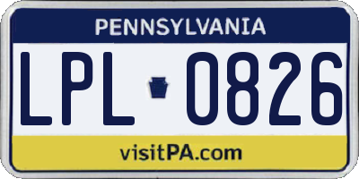 PA license plate LPL0826