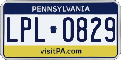 PA license plate LPL0829