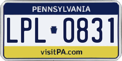PA license plate LPL0831