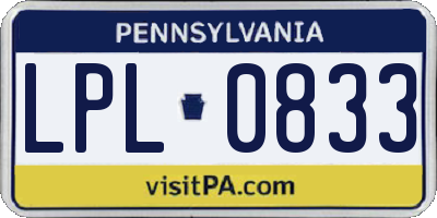 PA license plate LPL0833