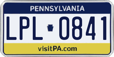 PA license plate LPL0841