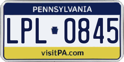 PA license plate LPL0845