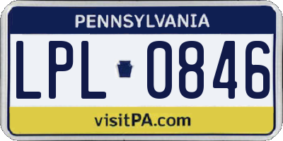 PA license plate LPL0846
