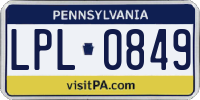 PA license plate LPL0849