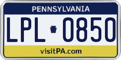 PA license plate LPL0850
