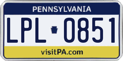 PA license plate LPL0851