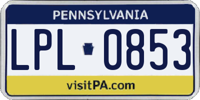 PA license plate LPL0853