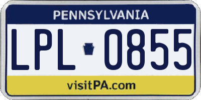 PA license plate LPL0855
