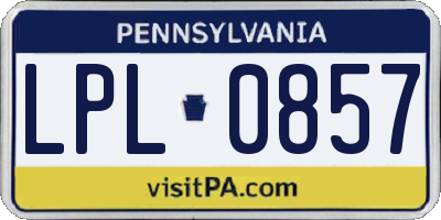 PA license plate LPL0857