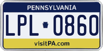 PA license plate LPL0860