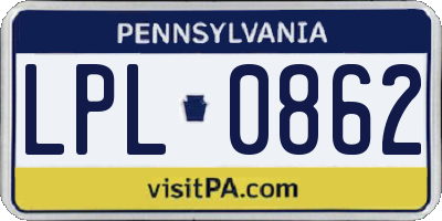PA license plate LPL0862