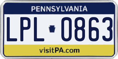 PA license plate LPL0863