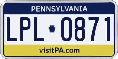PA license plate LPL0871