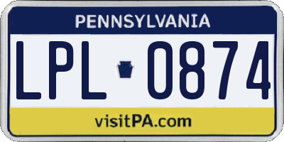 PA license plate LPL0874