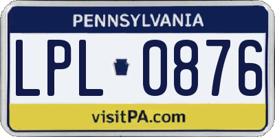 PA license plate LPL0876