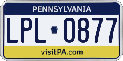 PA license plate LPL0877