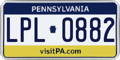 PA license plate LPL0882