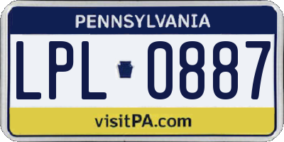 PA license plate LPL0887