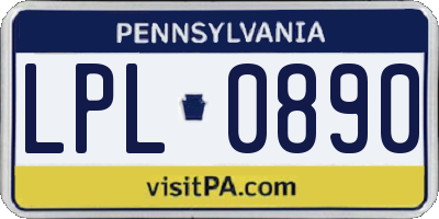 PA license plate LPL0890