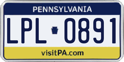 PA license plate LPL0891
