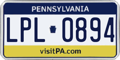PA license plate LPL0894