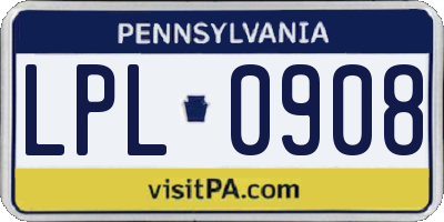 PA license plate LPL0908