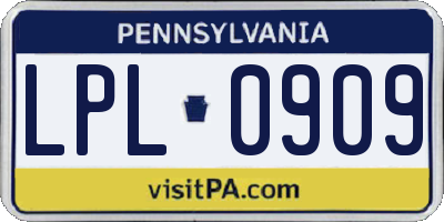 PA license plate LPL0909