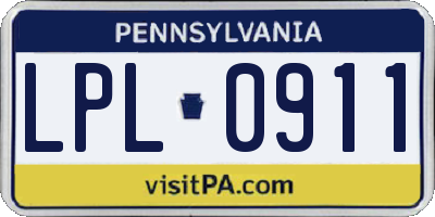 PA license plate LPL0911