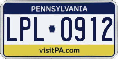 PA license plate LPL0912