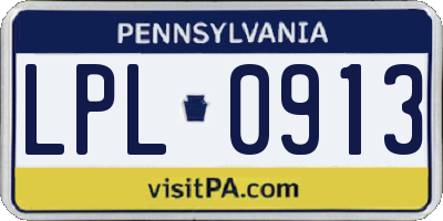 PA license plate LPL0913