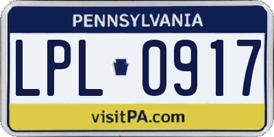 PA license plate LPL0917