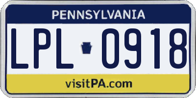 PA license plate LPL0918