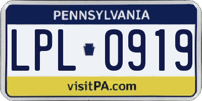 PA license plate LPL0919
