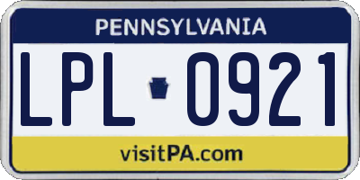 PA license plate LPL0921