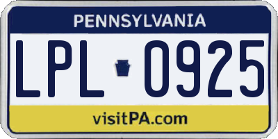 PA license plate LPL0925
