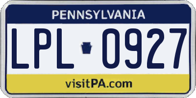 PA license plate LPL0927