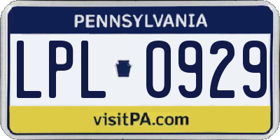 PA license plate LPL0929