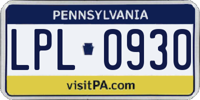 PA license plate LPL0930