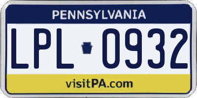 PA license plate LPL0932