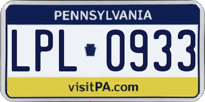 PA license plate LPL0933