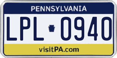 PA license plate LPL0940